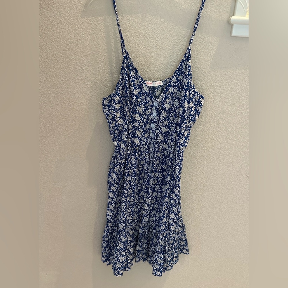 ROMWE Navy Floral Button-Up Top